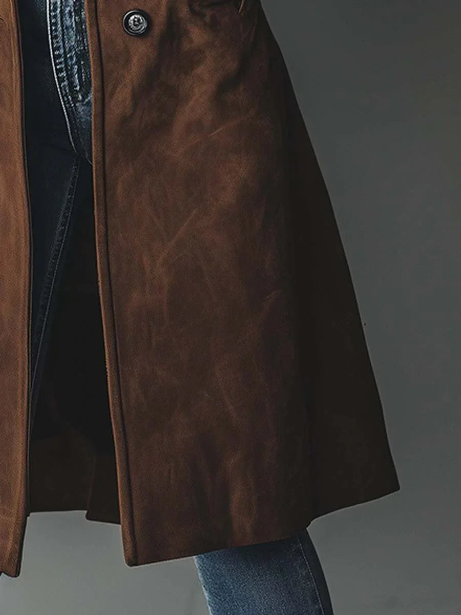Sienna | Vintage Faux Suede Trench Coat
