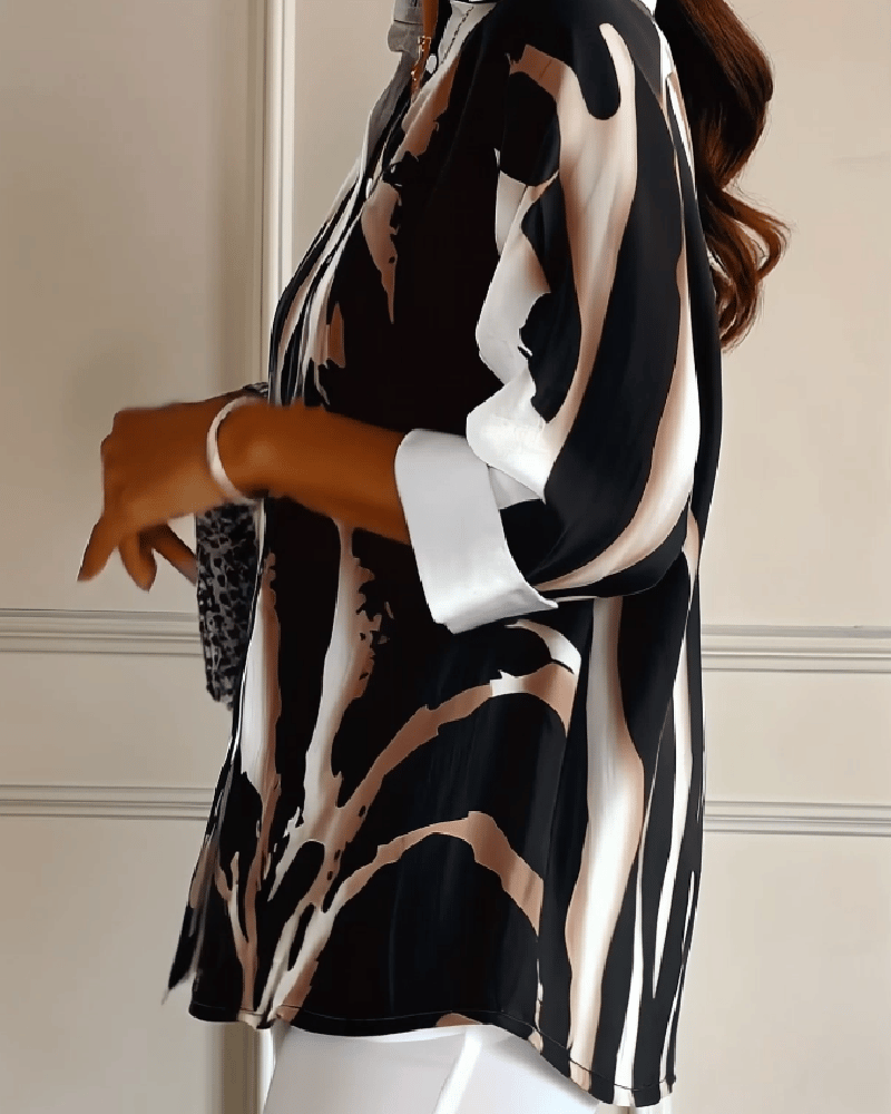 Saskia | Printed High-Neck Blouse