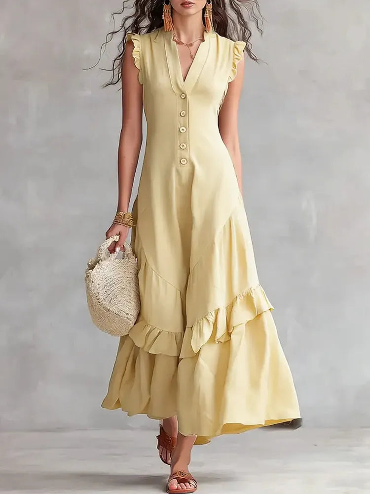 Linnea | Minimalist Lace Cotton-Linen Dress