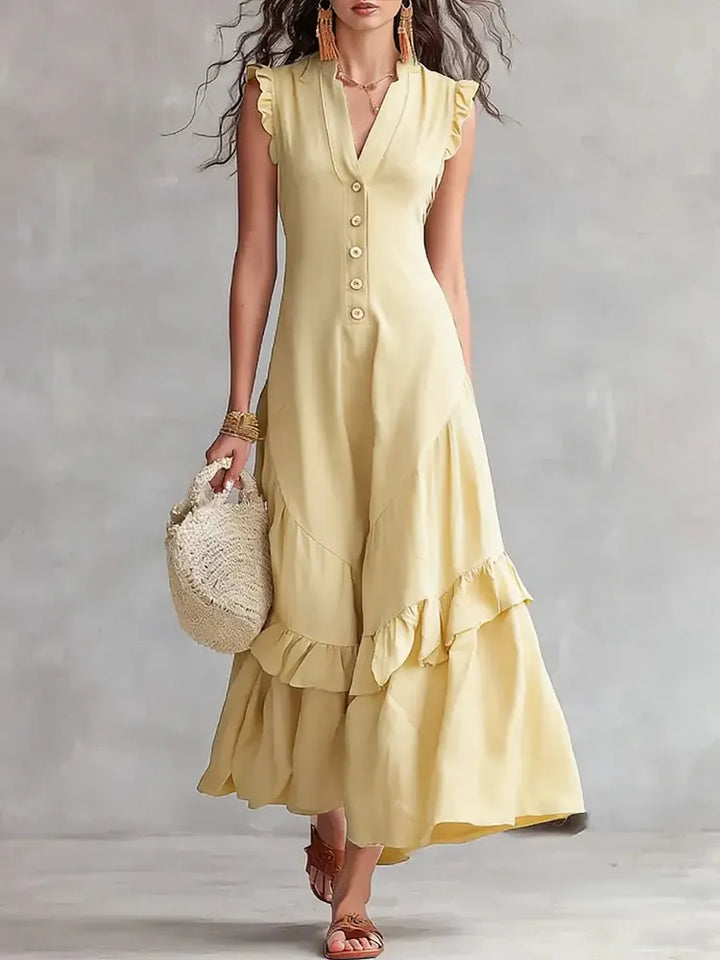 Linnea | Minimalist Lace Cotton-Linen Dress
