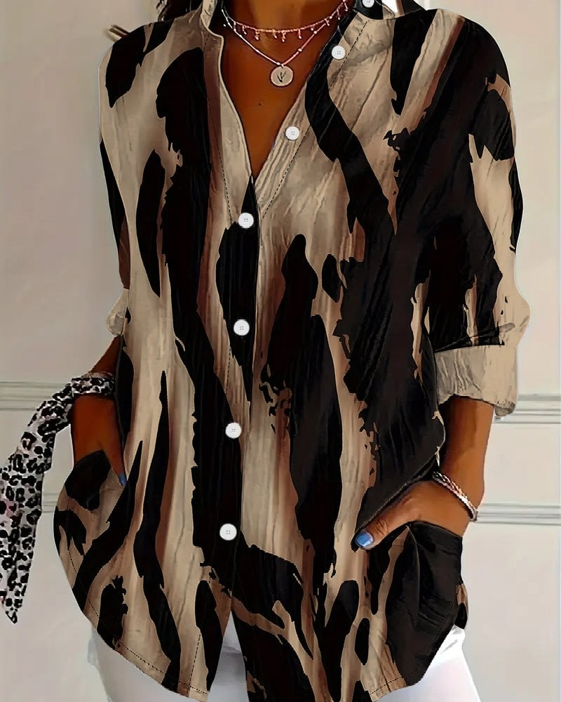 Saskia | Printed High-Neck Blouse