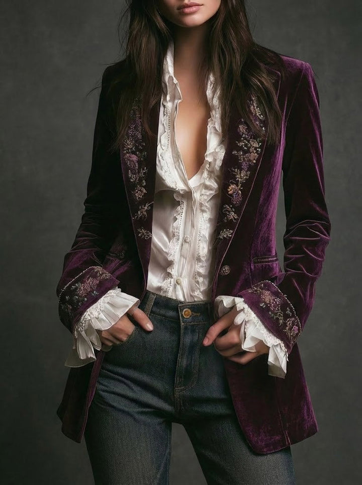 Erica | Long Velvet Vintage Jacket