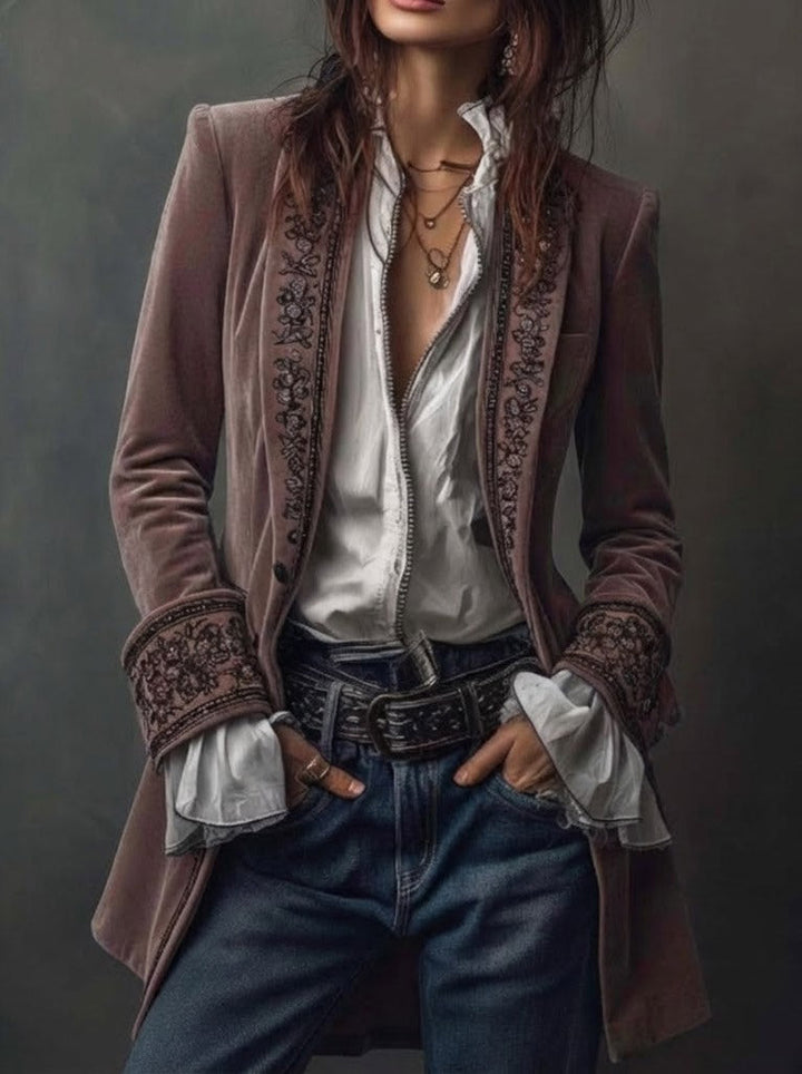 Erica | Long Velvet Vintage Jacket