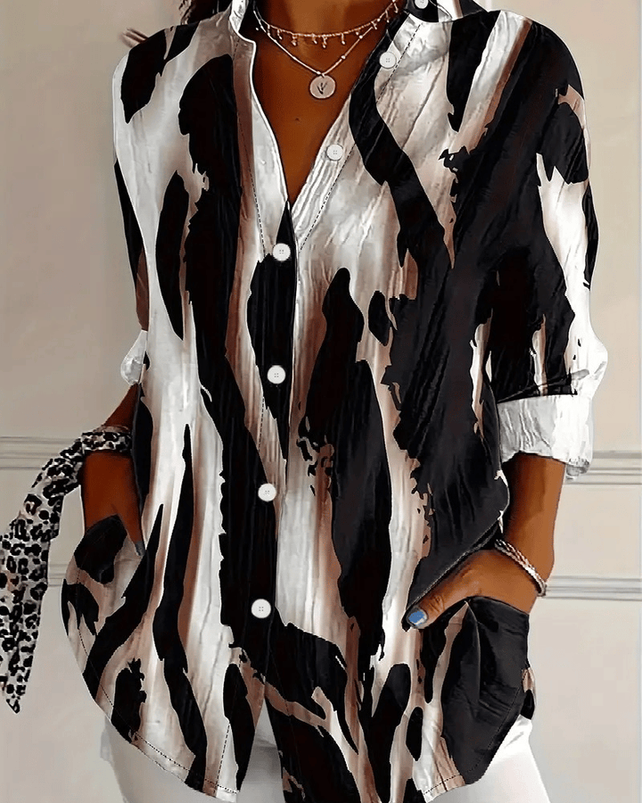 Saskia | Printed High-Neck Blouse