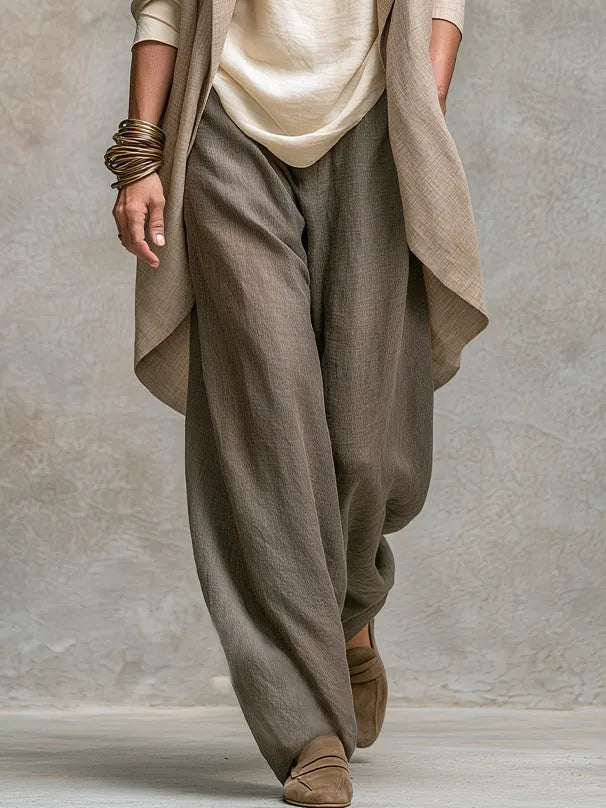 Beige Grey Casual Layered Three-piece Elegant Wide-leg Pants Suit