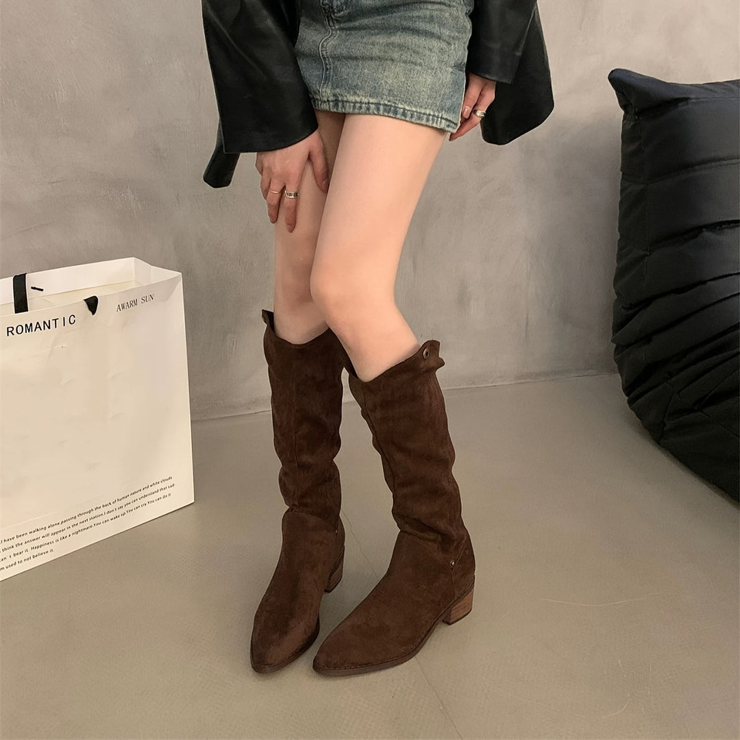 Evadne™ | V-Cut Block Heel Boots