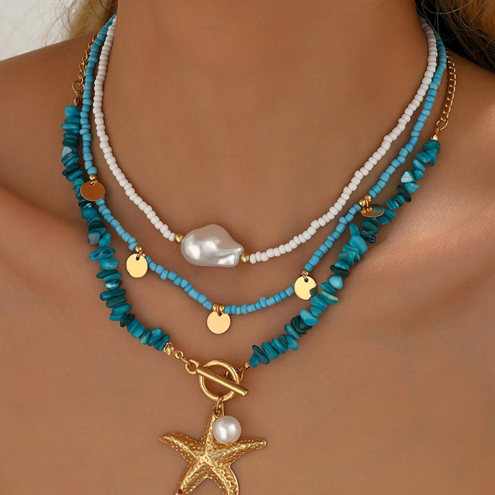 Esme™ | Pearl and Turquoise Coastal Necklace