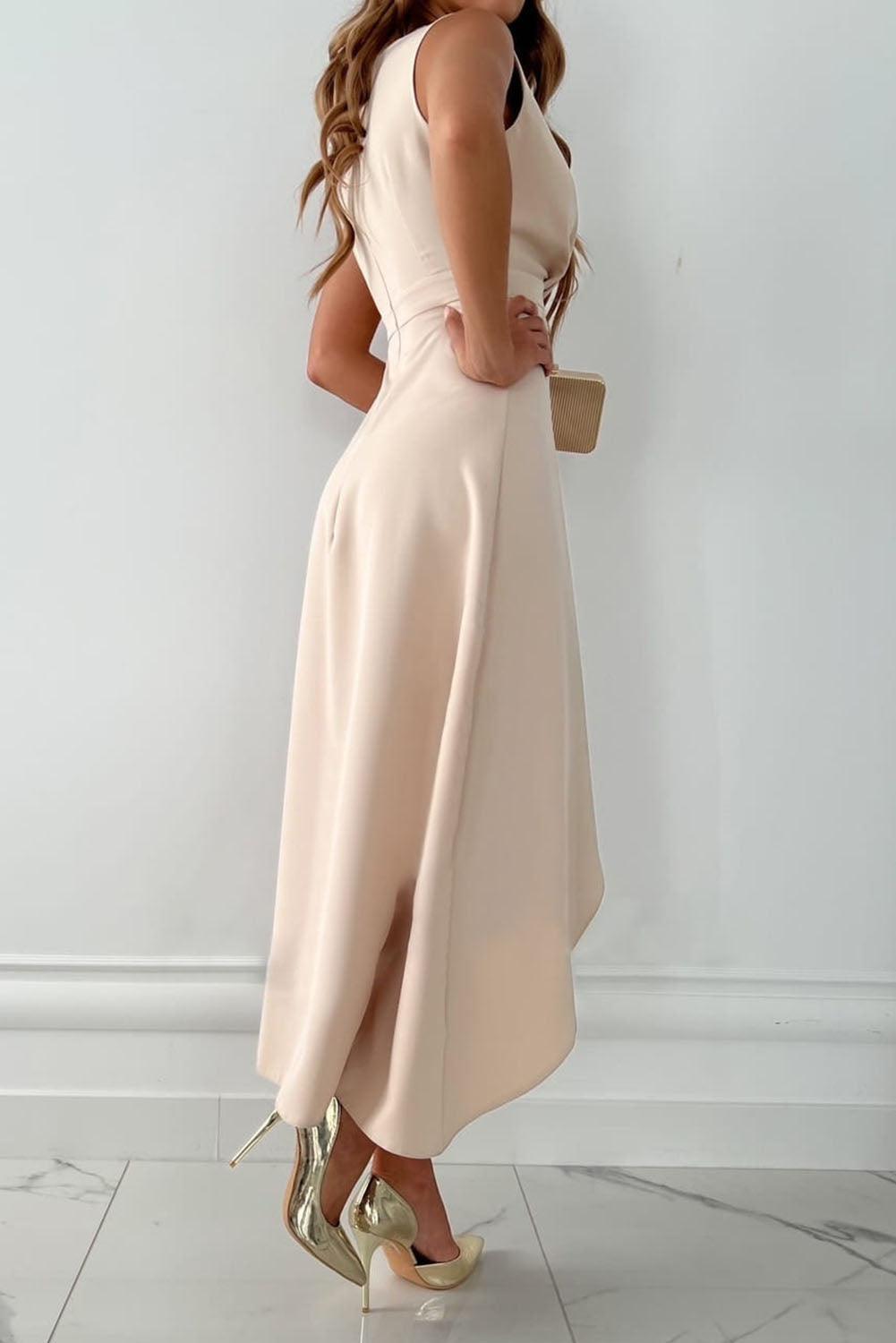 Femke | Wrap Midi Dress with V-Neck & Slit