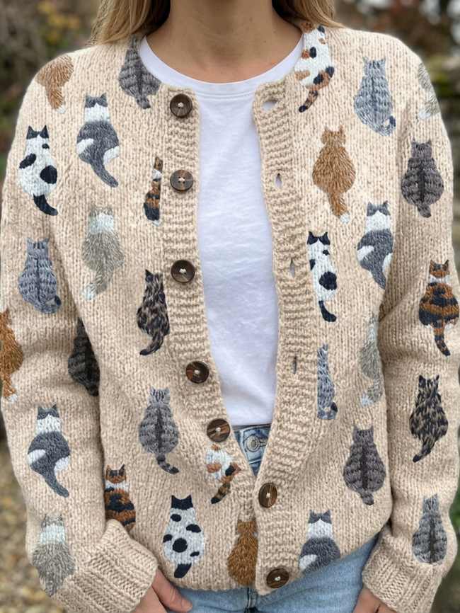 Charlotte | Cat Print Cardigan