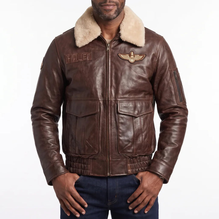 Halet™ | Men's Leather Aviator Jacket