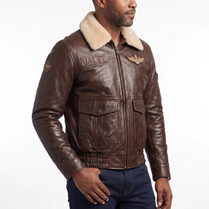 Halet™ | Men's Leather Aviator Jacket