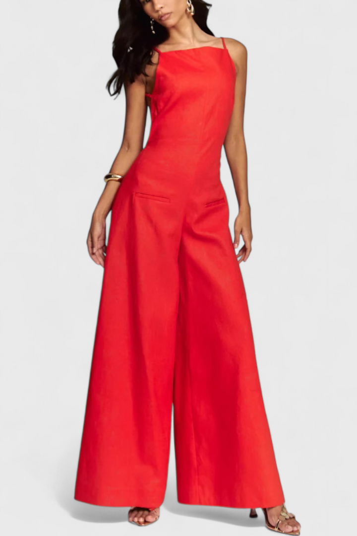 Belén Wide-Leg Halter Jumpsuit with Radiant Drop