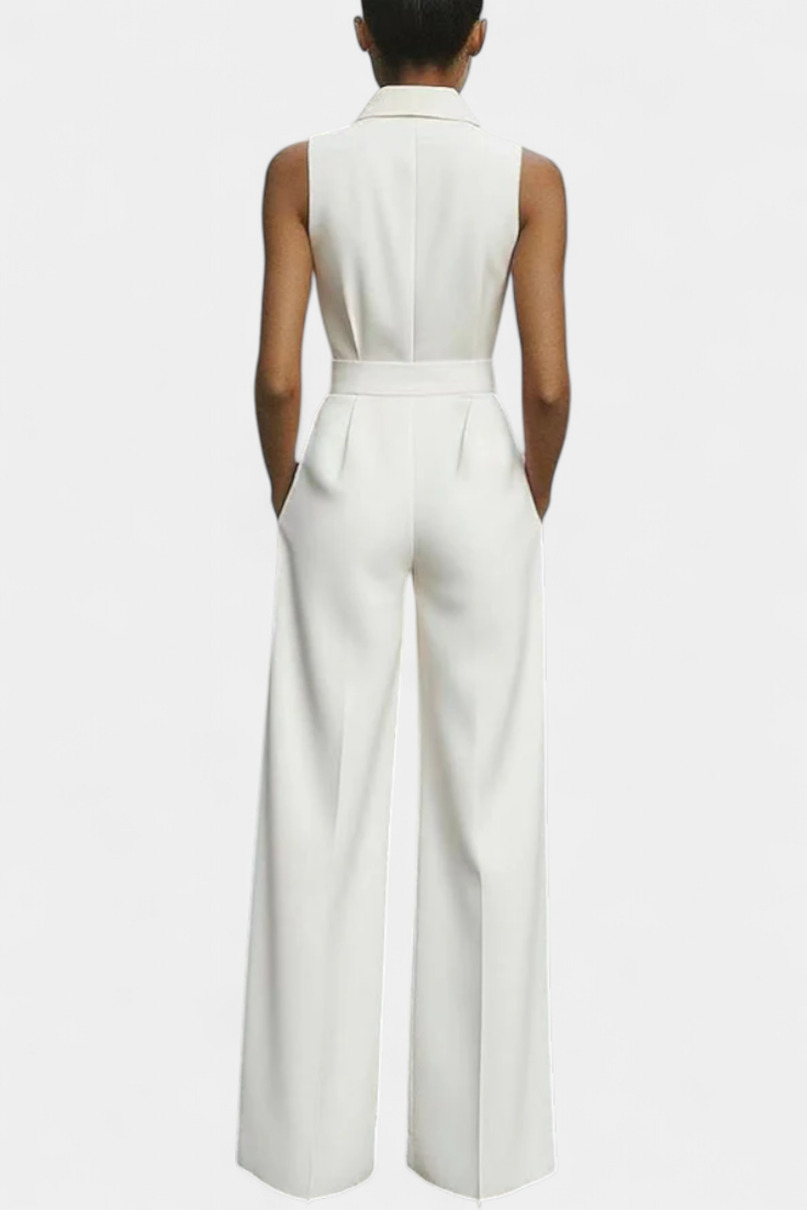 Ariella Casual Jumpsuit with Wide Legs, Cuffs and High Waist