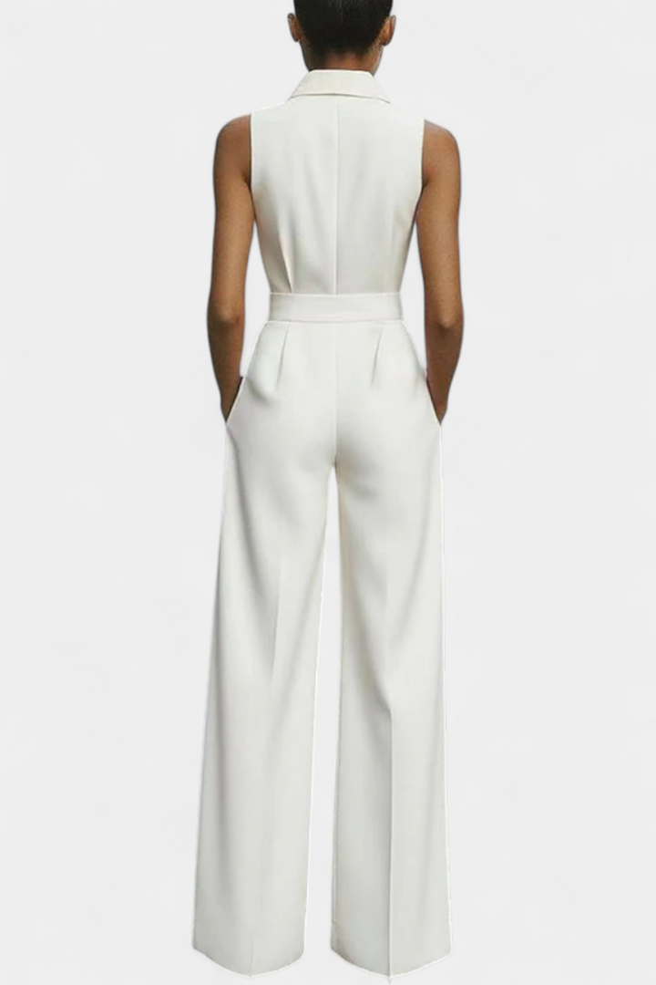 Ariella Casual Jumpsuit with Wide Legs, Cuffs and High Waist