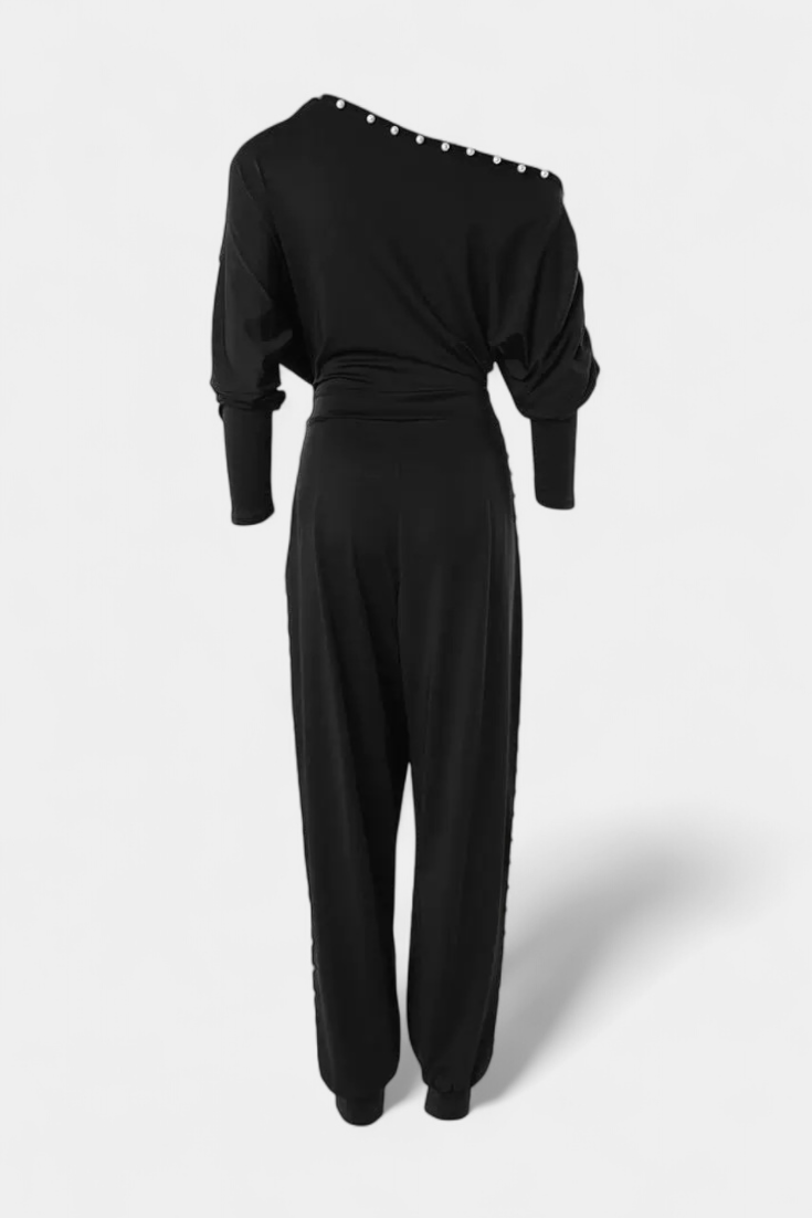 Brina Mono with Exposed Shoulder and Beaded Details