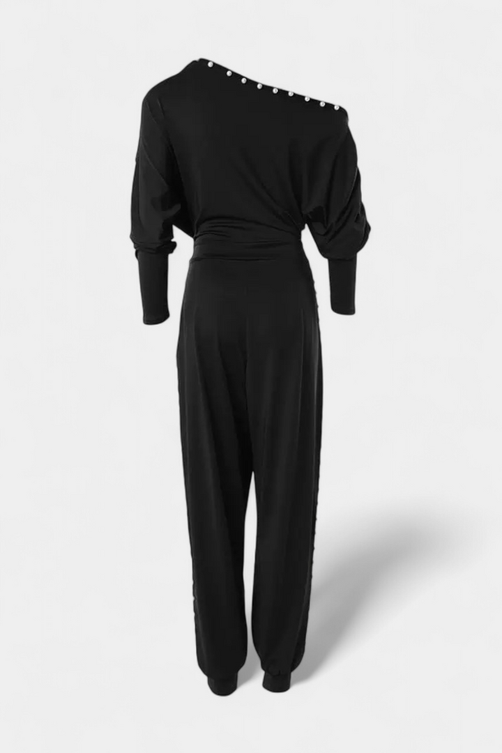 Brina Mono with Exposed Shoulder and Beaded Details