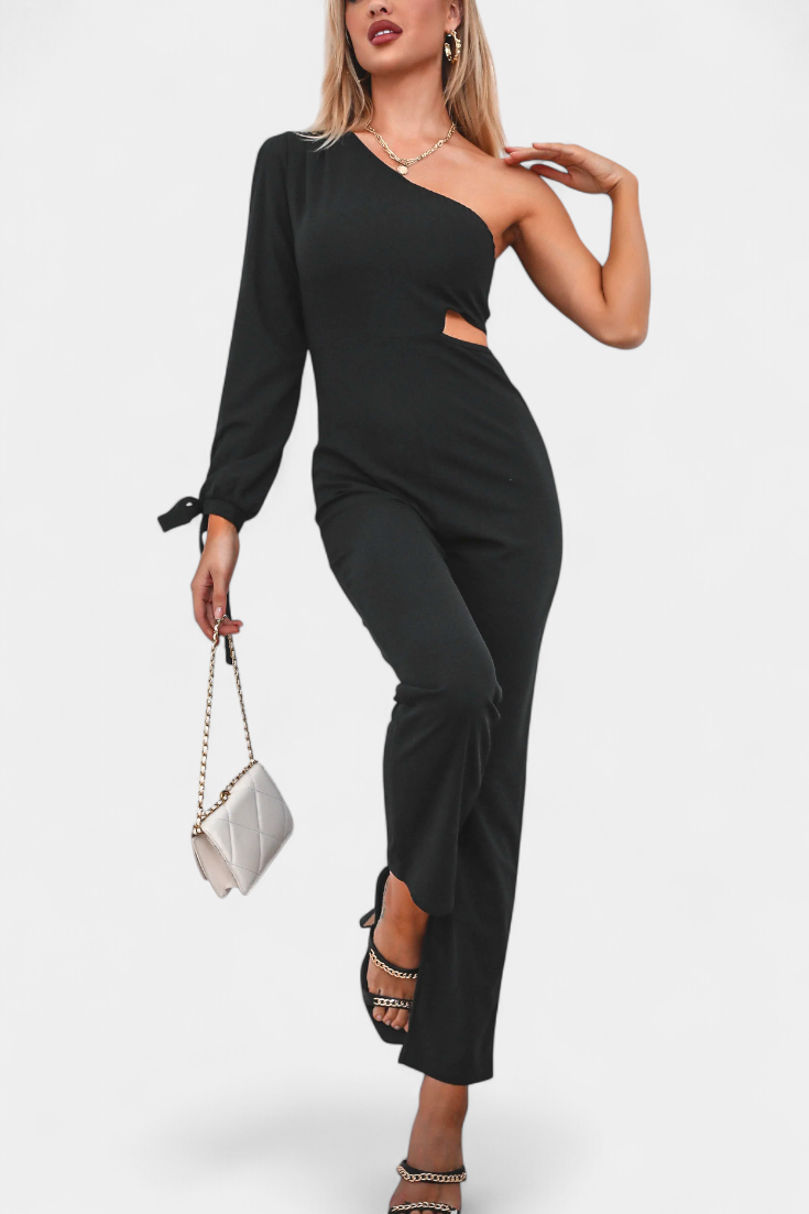 Sahar Asymmetrical Mono with Cut-Out and Long Tied Sleeves