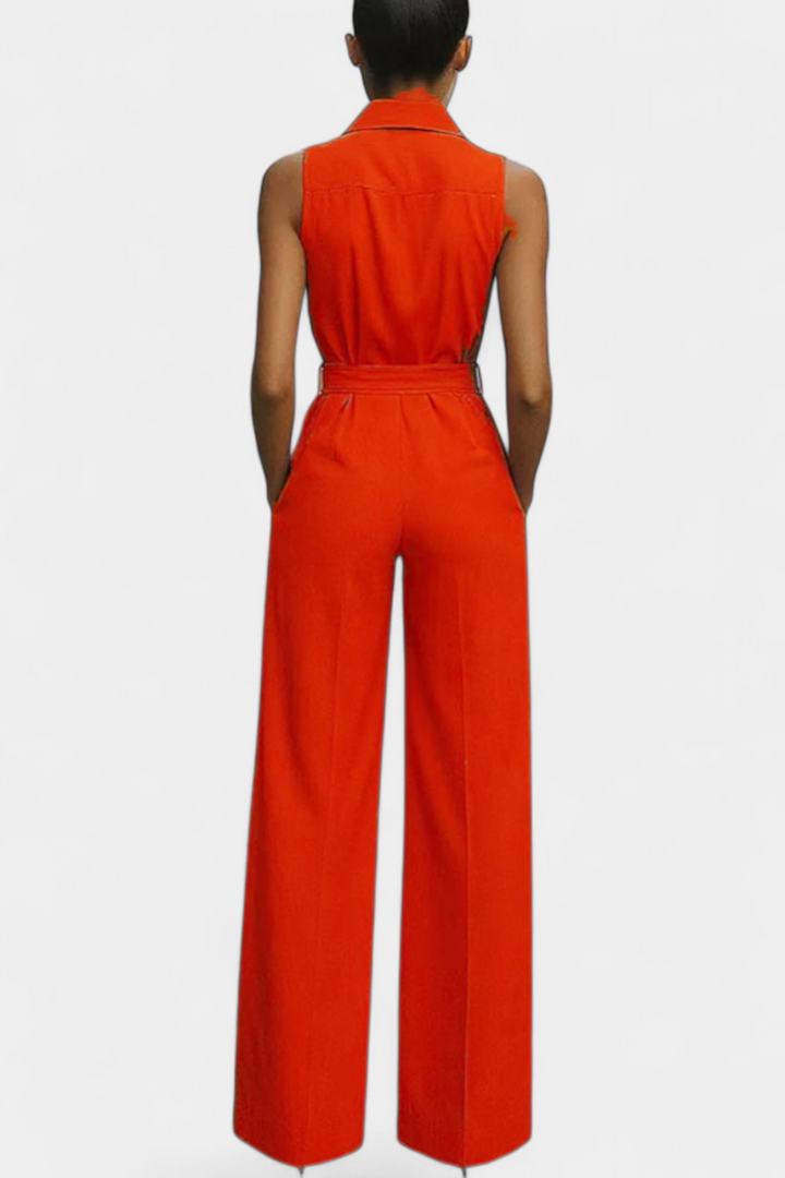 Ariella Casual Jumpsuit with Wide Legs, Cuffs and High Waist