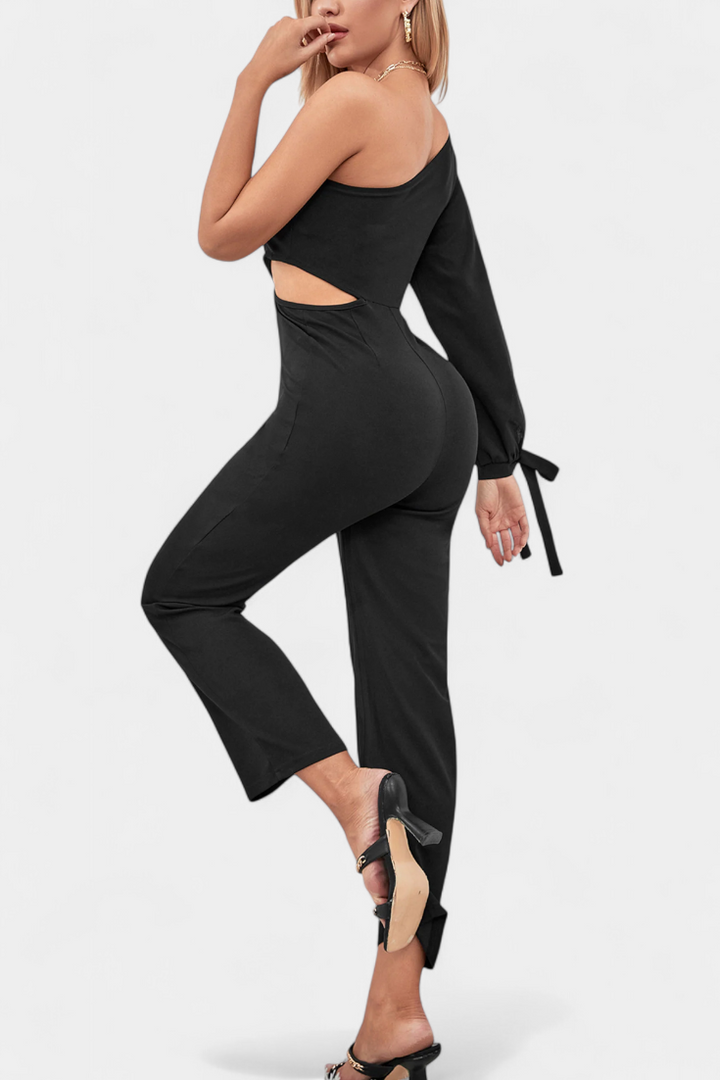 Sahar Asymmetrical Mono with Cut-Out and Long Tied Sleeves