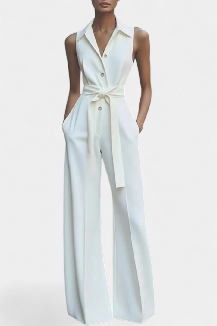 Ariella Casual Jumpsuit with Wide Legs, Cuffs and High Waist