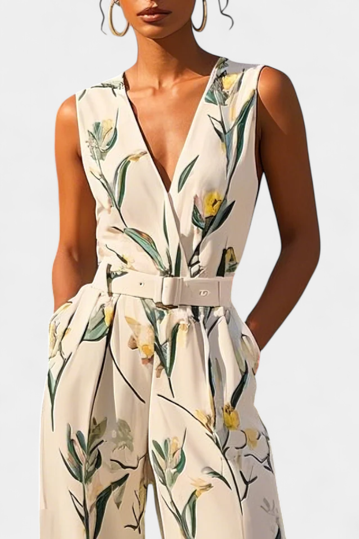 Slara Long Holiday Dungarees with V-Neck and Adjustable Belt