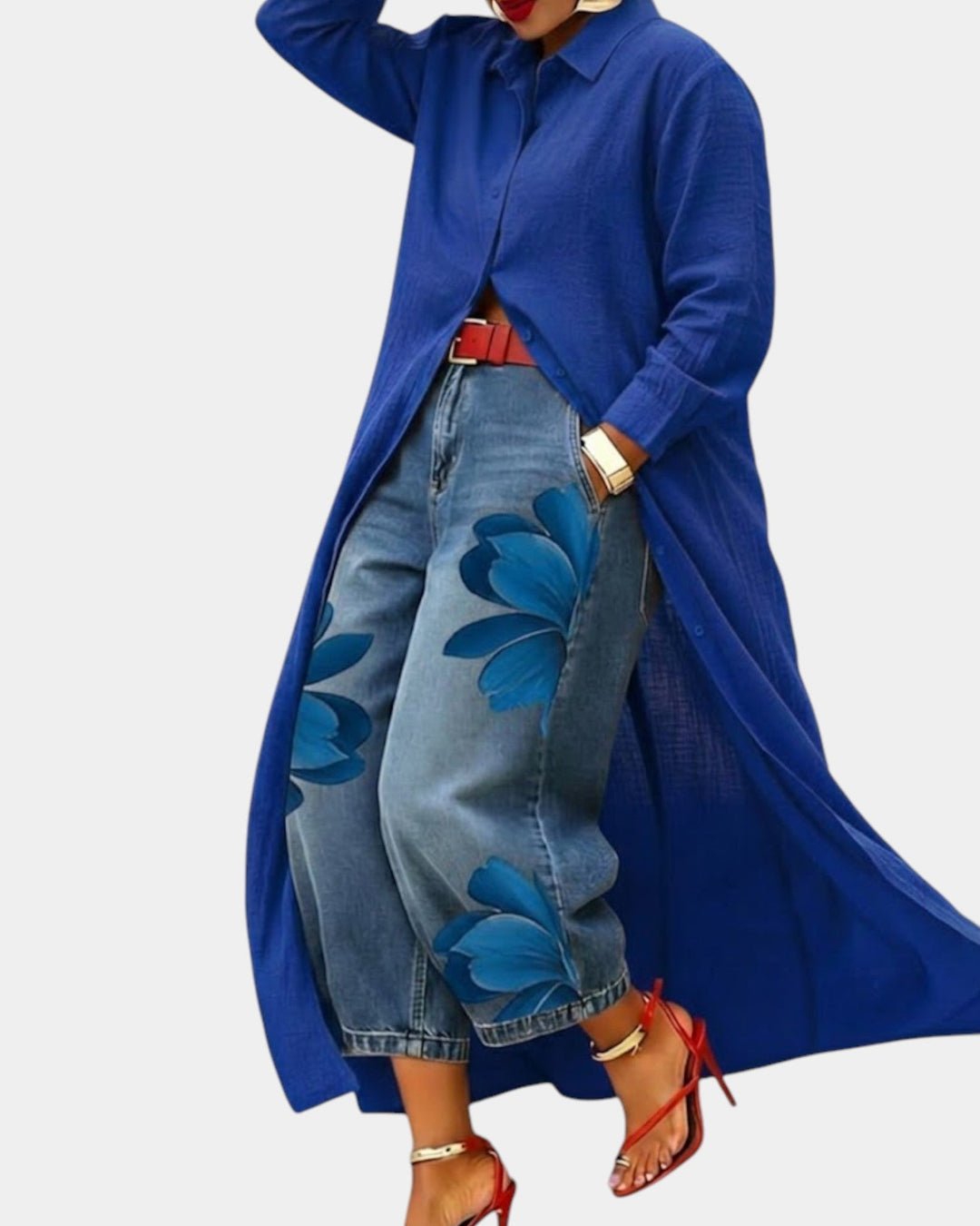 Céliane | Complete outfit with wide denim trousers