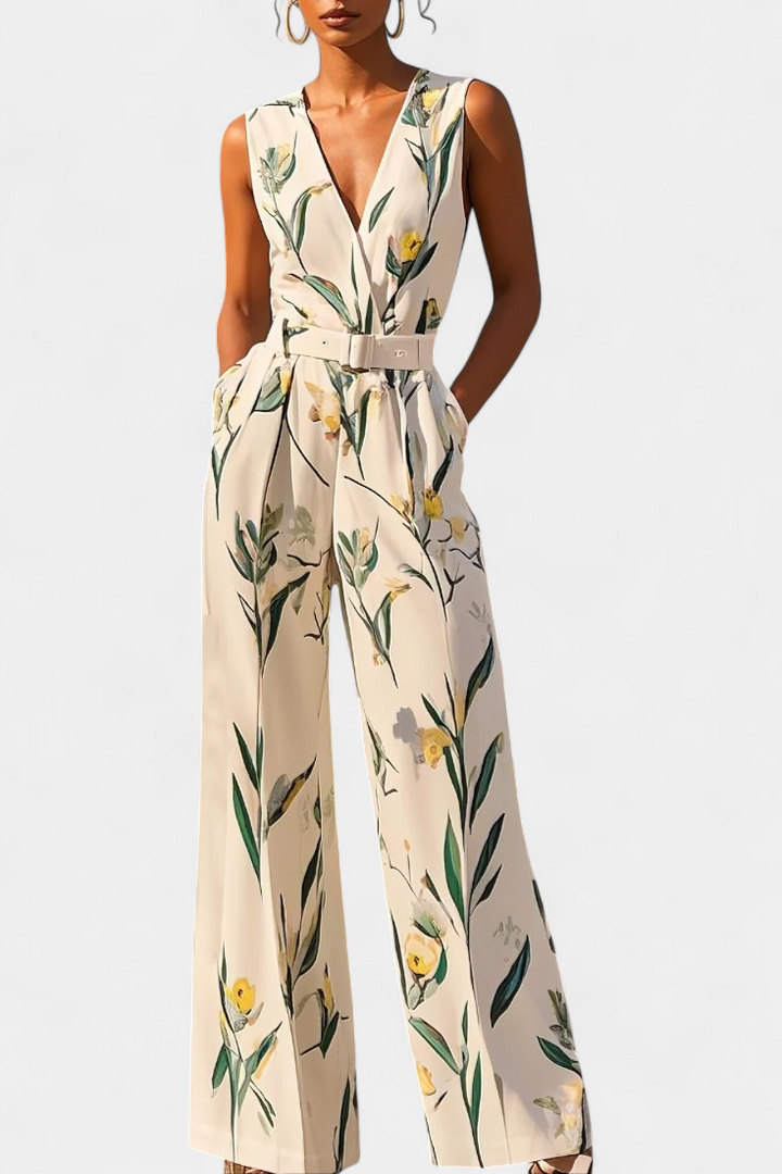 Slara Long Holiday Dungarees with V-Neck and Adjustable Belt