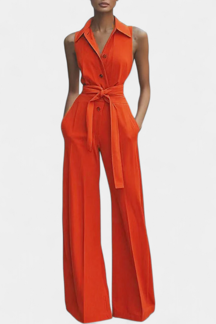 Ariella Casual Jumpsuit with Wide Legs, Cuffs and High Waist