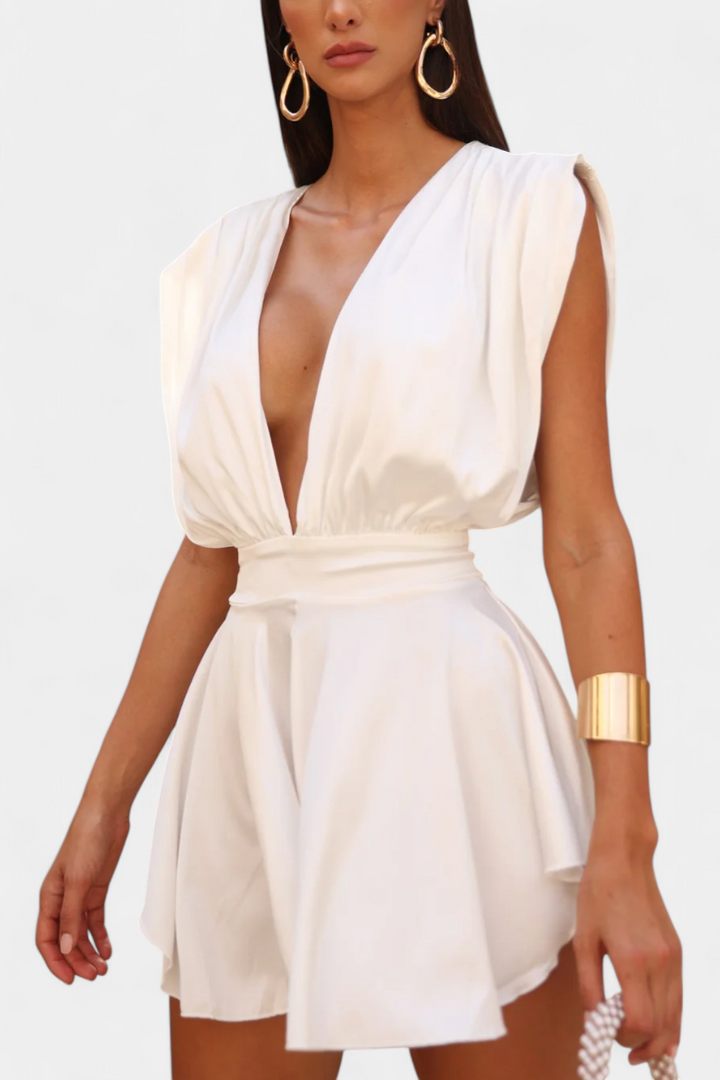 Rosalba Jumpsuit with Deep V-Neck and Defined Waist