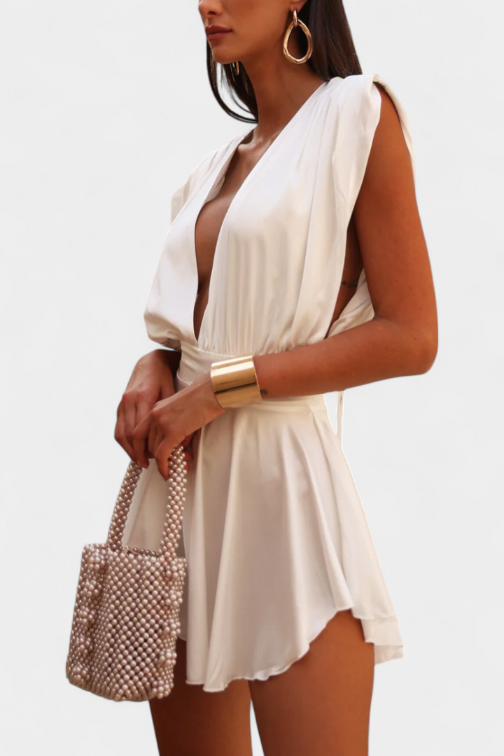Rosalba Jumpsuit with Deep V-Neck and Defined Waist
