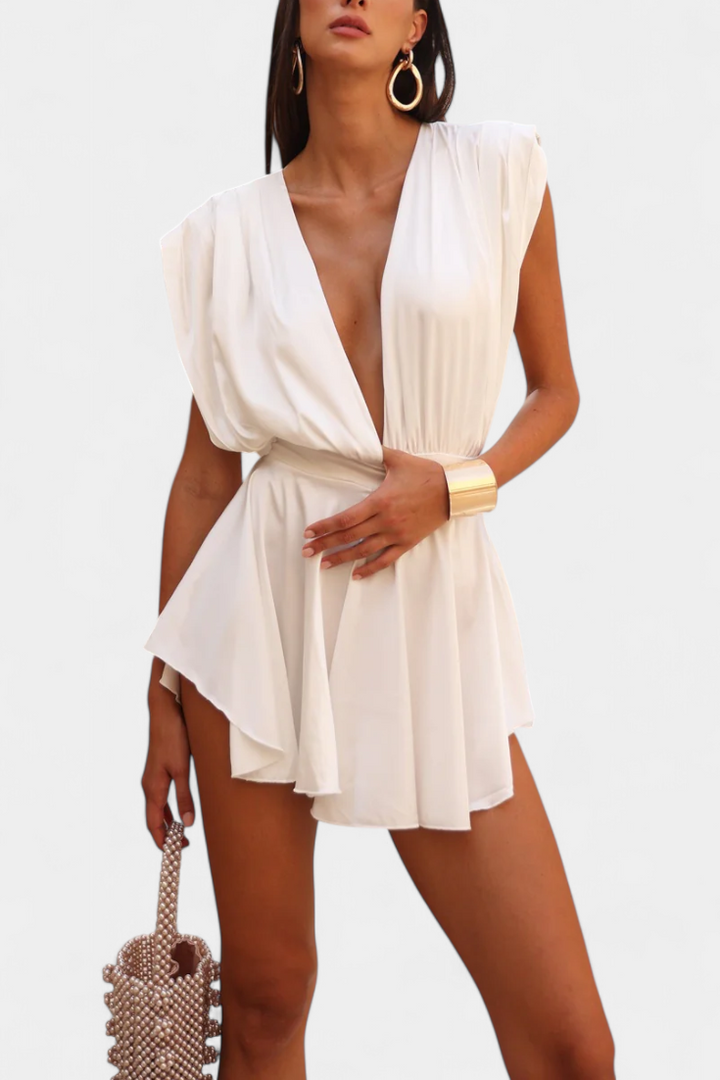 Rosalba Jumpsuit with Deep V-Neck and Defined Waist