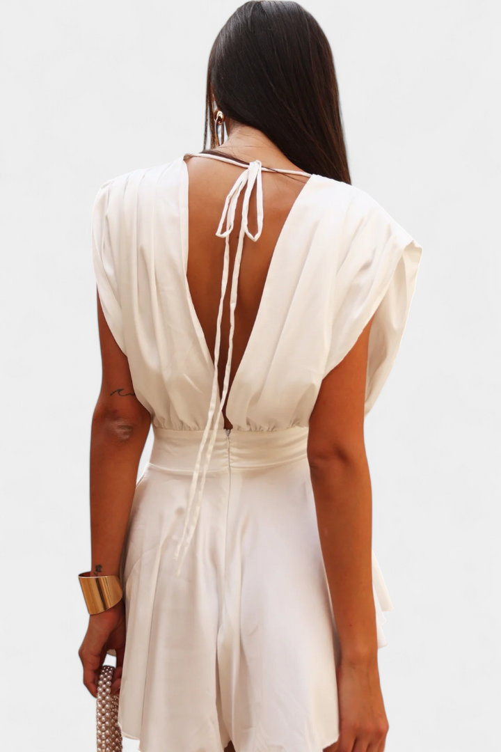Rosalba Jumpsuit with Deep V-Neck and Defined Waist
