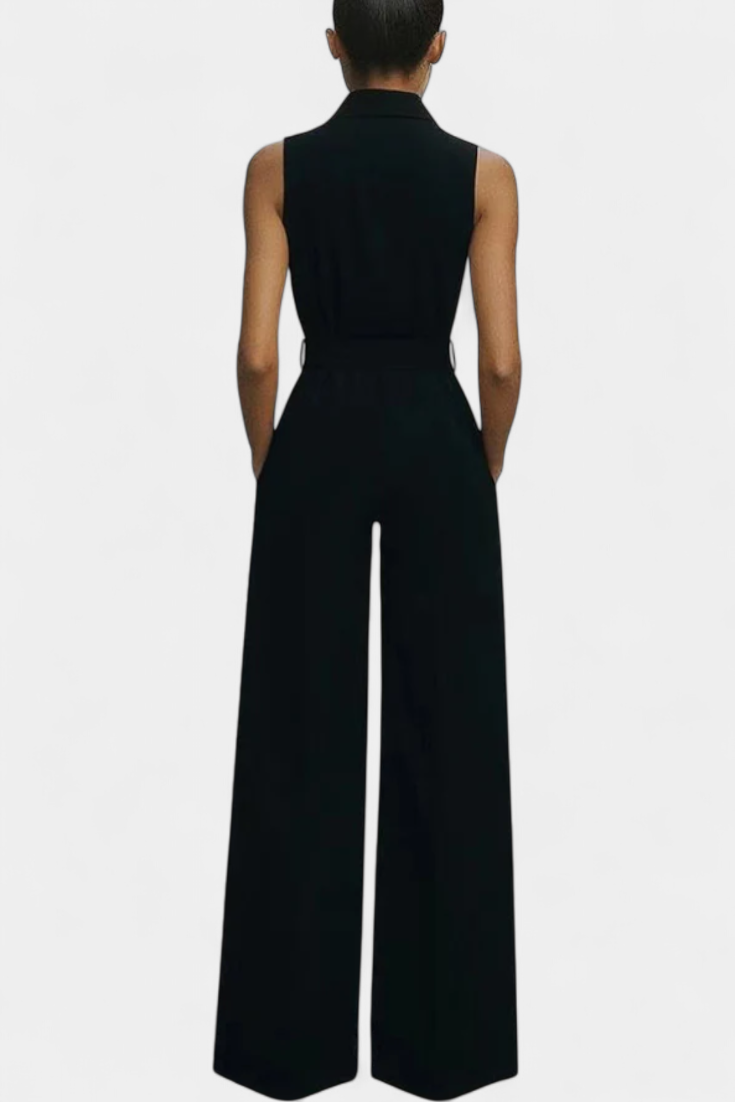 Ariella Casual Jumpsuit with Wide Legs, Cuffs and High Waist