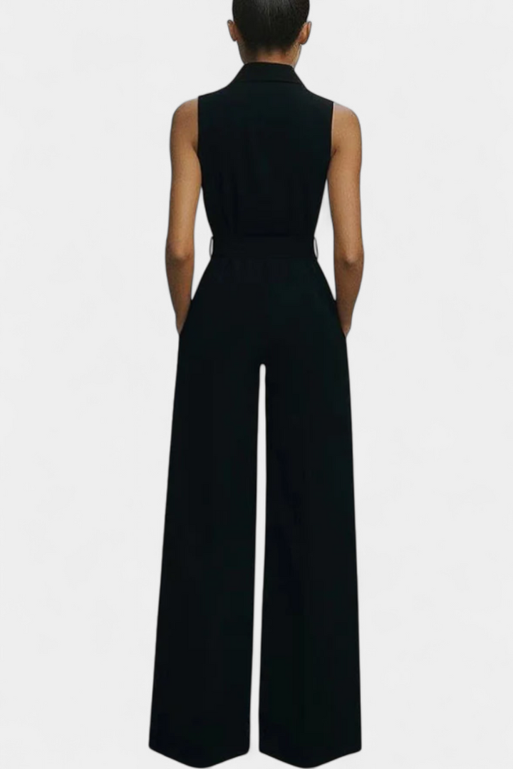 Ariella Casual Jumpsuit with Wide Legs, Cuffs and High Waist