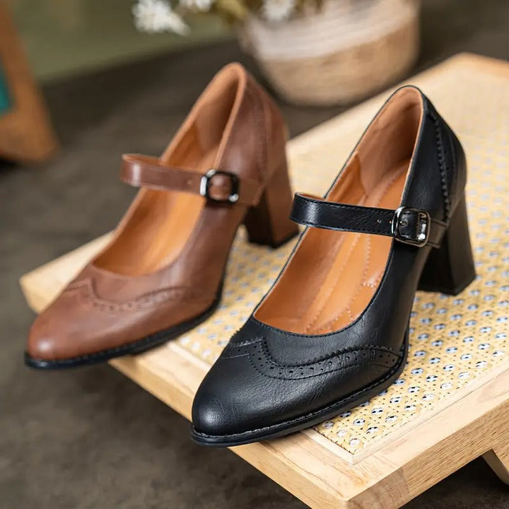 Dorka™ | Buckled Leather Heels