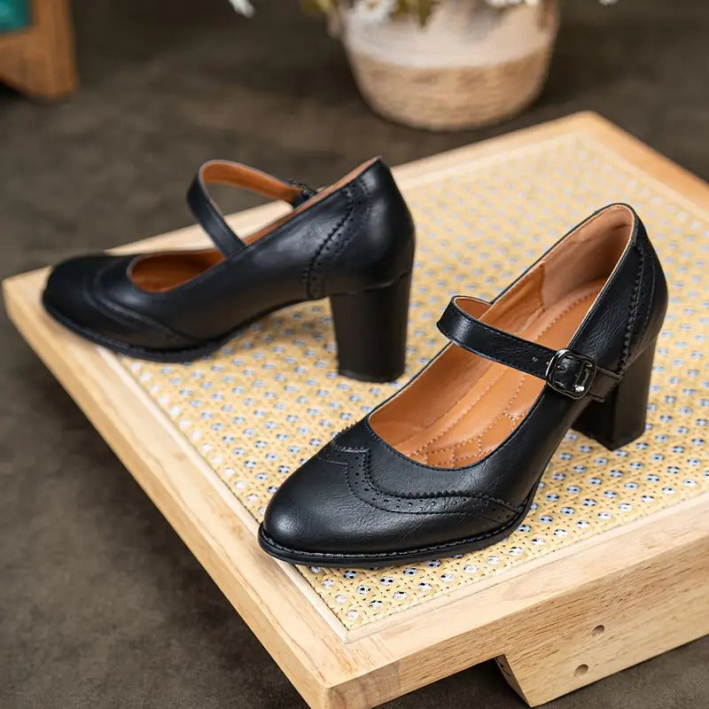 Dorka™ | Buckled Leather Heels