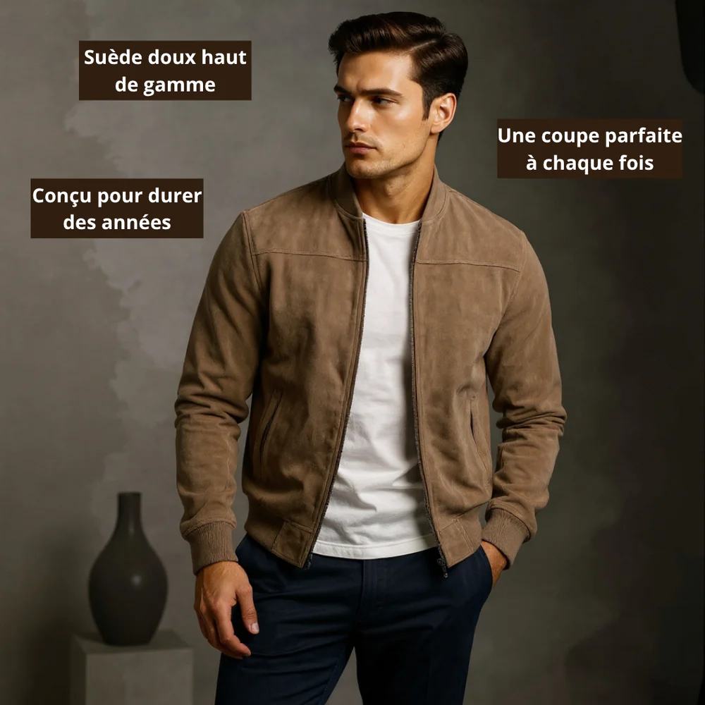 Elliot™ | Suede Leather Bomber Jacket