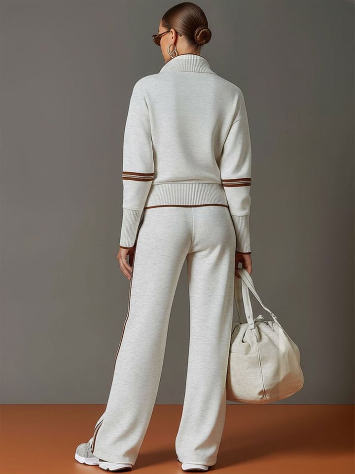Two Piece Set Wide Leg Trousers and Blouse for Women