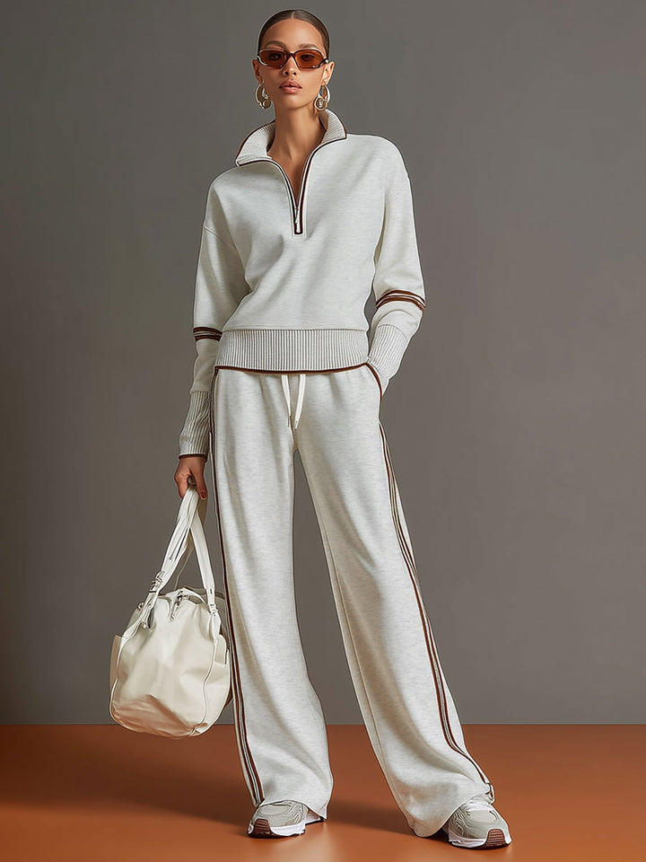 Two Piece Set Wide Leg Trousers and Blouse for Women