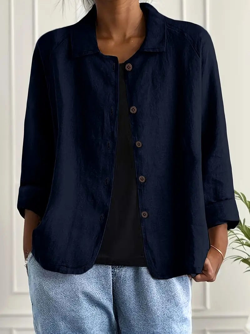 Cerisette | Navy Button-Through Blouse