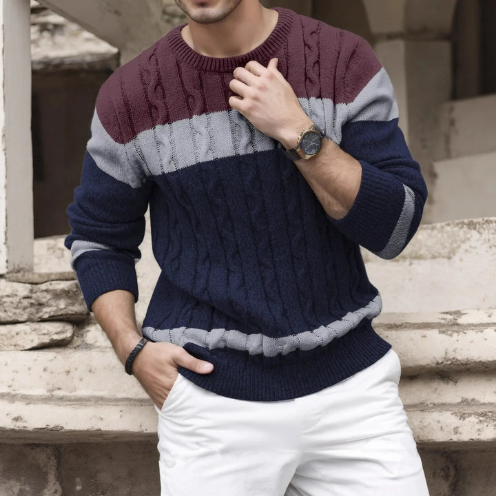 Luc™ | Men's Cable Knit Colourblock Sweater