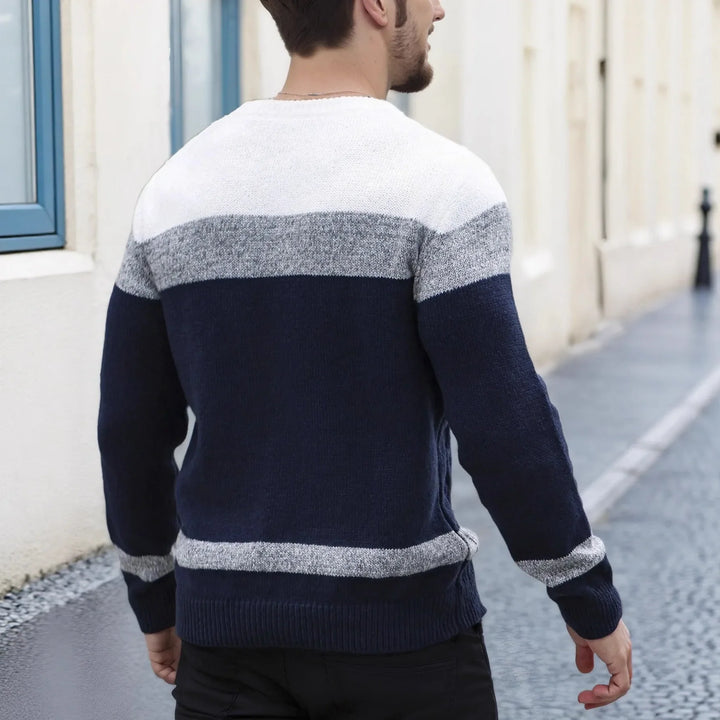 Luc™ | Men's Cable Knit Colourblock Sweater