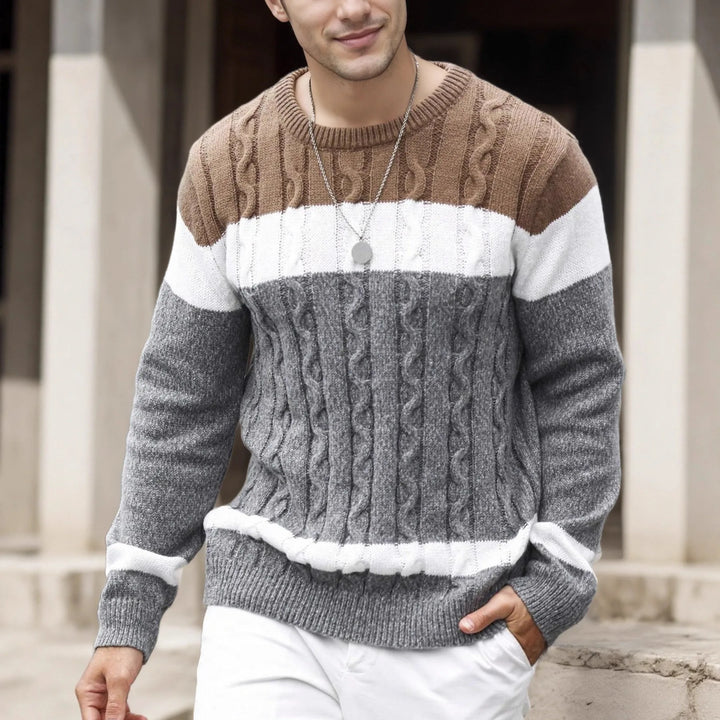 Luc™ | Men's Cable Knit Colourblock Sweater