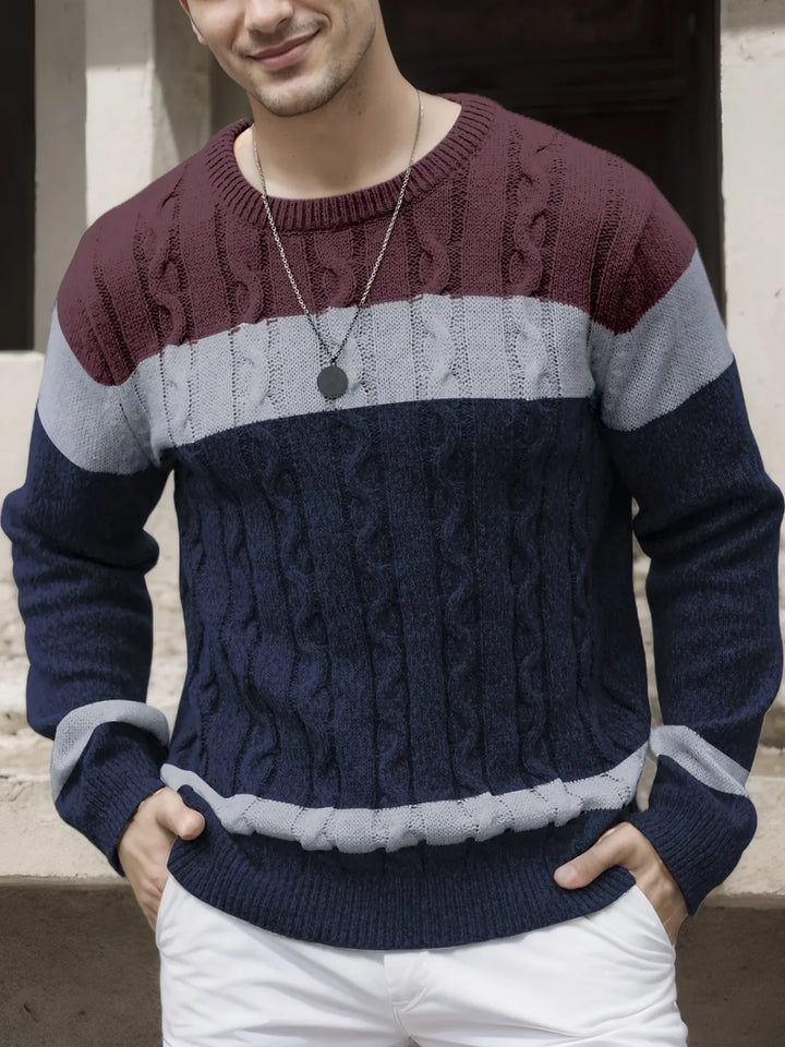 Luc™ | Men's Cable Knit Colourblock Sweater