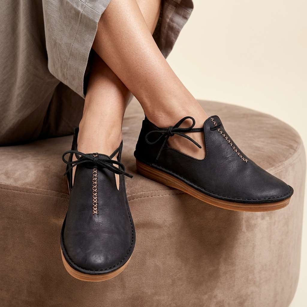 Delaina - Vintage Lace-Up Leather Shoes