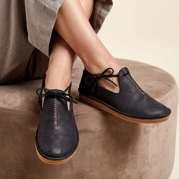 Delaina - Vintage Lace-Up Leather Shoes