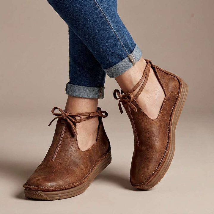 Delaina - Vintage Lace-Up Leather Shoes