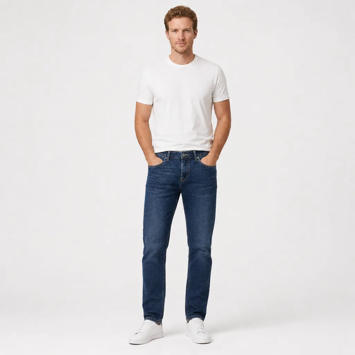 Omer™ | Men's Blue Straight Leg Jeans