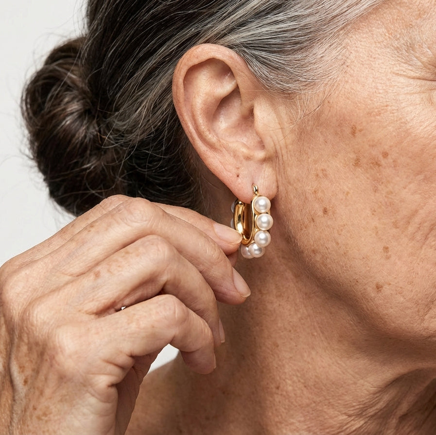 Viviana™ | Pearl Cluster Hoop Earrings