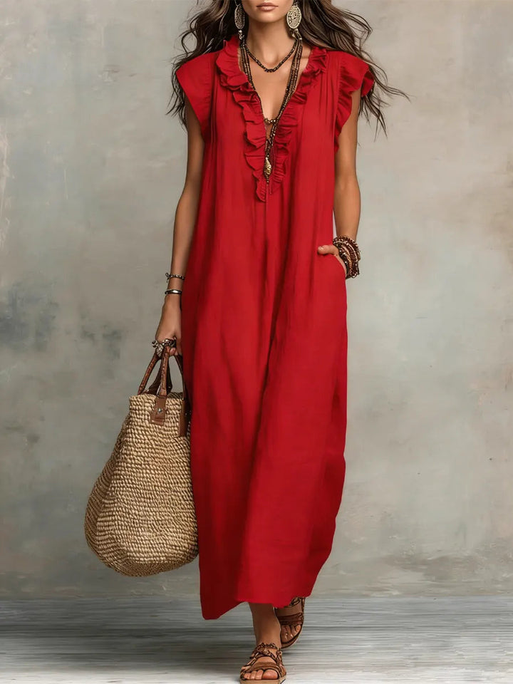 Uanavi | Long Bohemian Style Linen Dress